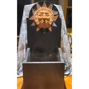 Vtg Sun Planter Box Hamdmade Celestial Whimsigoth Rare 90's 21" H, 91/2" W, 6" D